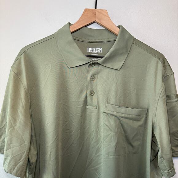 Duluth Trading Relaxed Fit Men's Short Sleeve Polo Shirt Olive Green Size Large - Picture 2 of 6